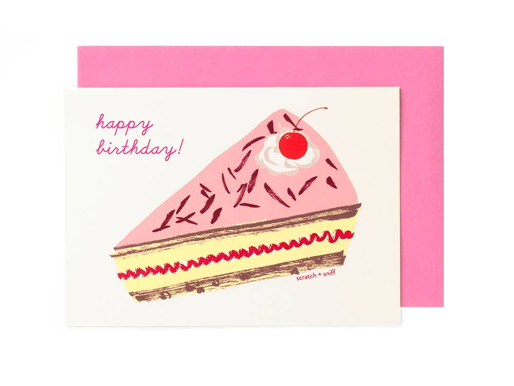 Scratch & Sniff Scented Jam Sponge Cake Happy Birthday Card