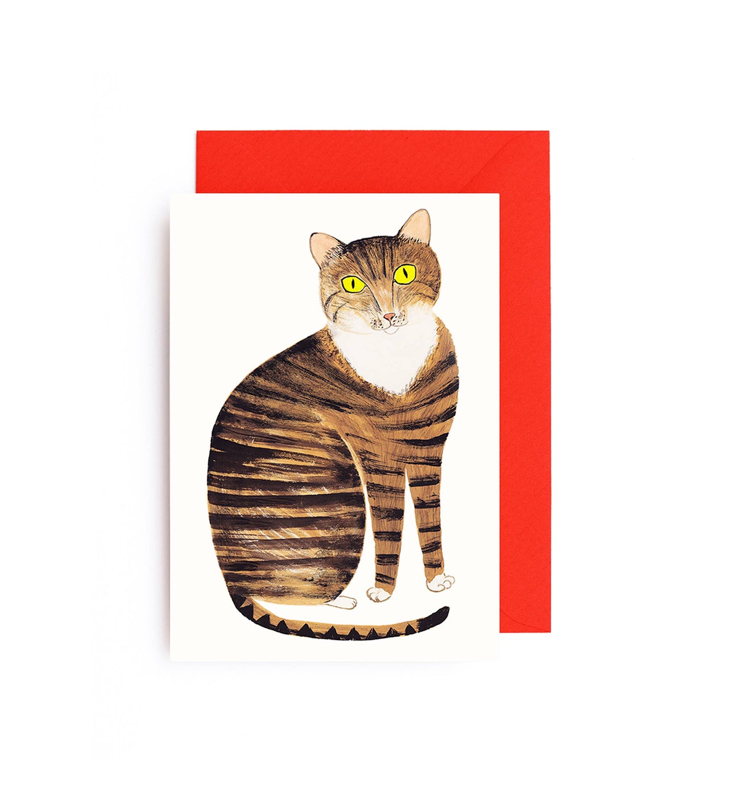 Tabby Cat Gouache Painted Greeting Card