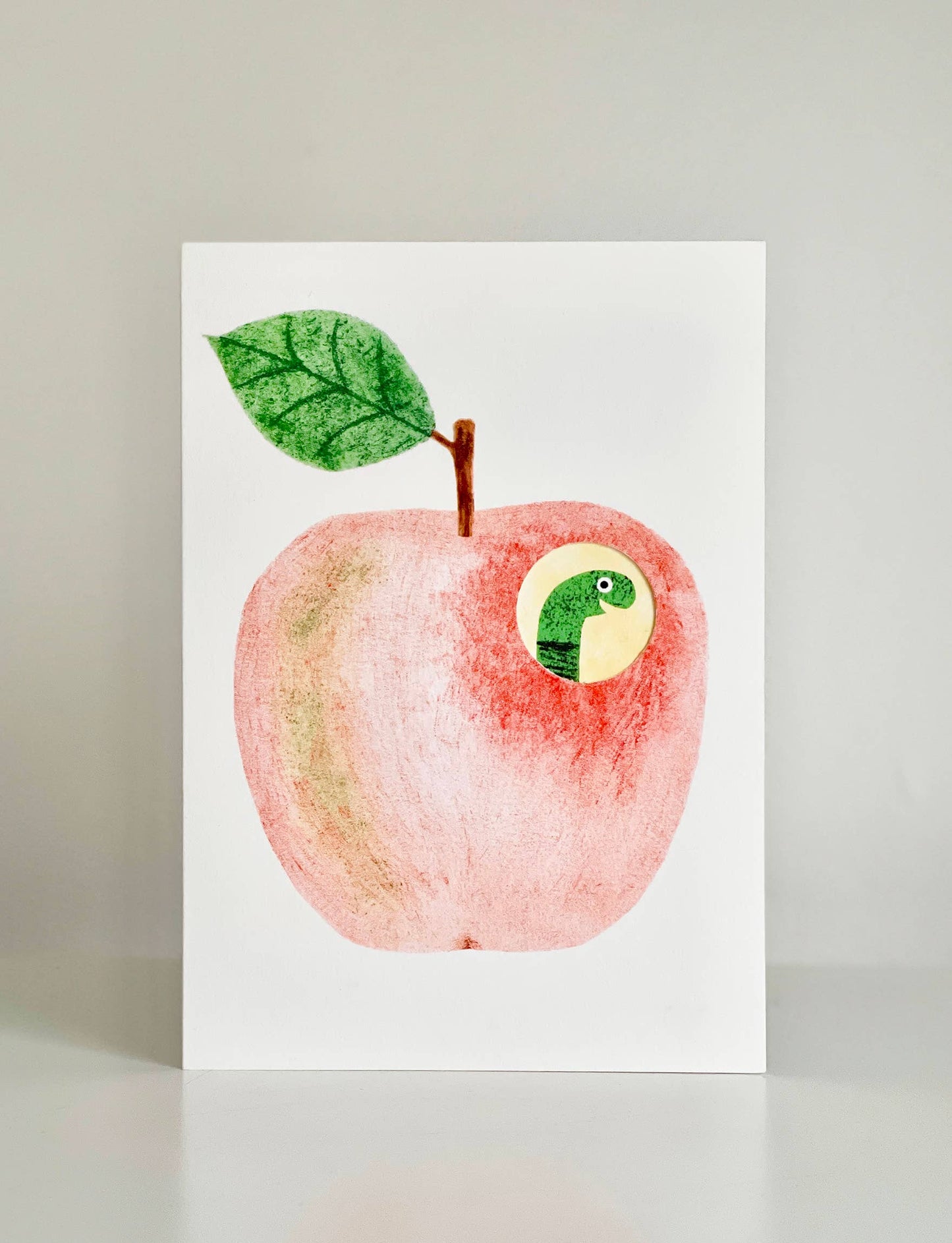 Die Cut Apple & Worm New Home Greeting Card