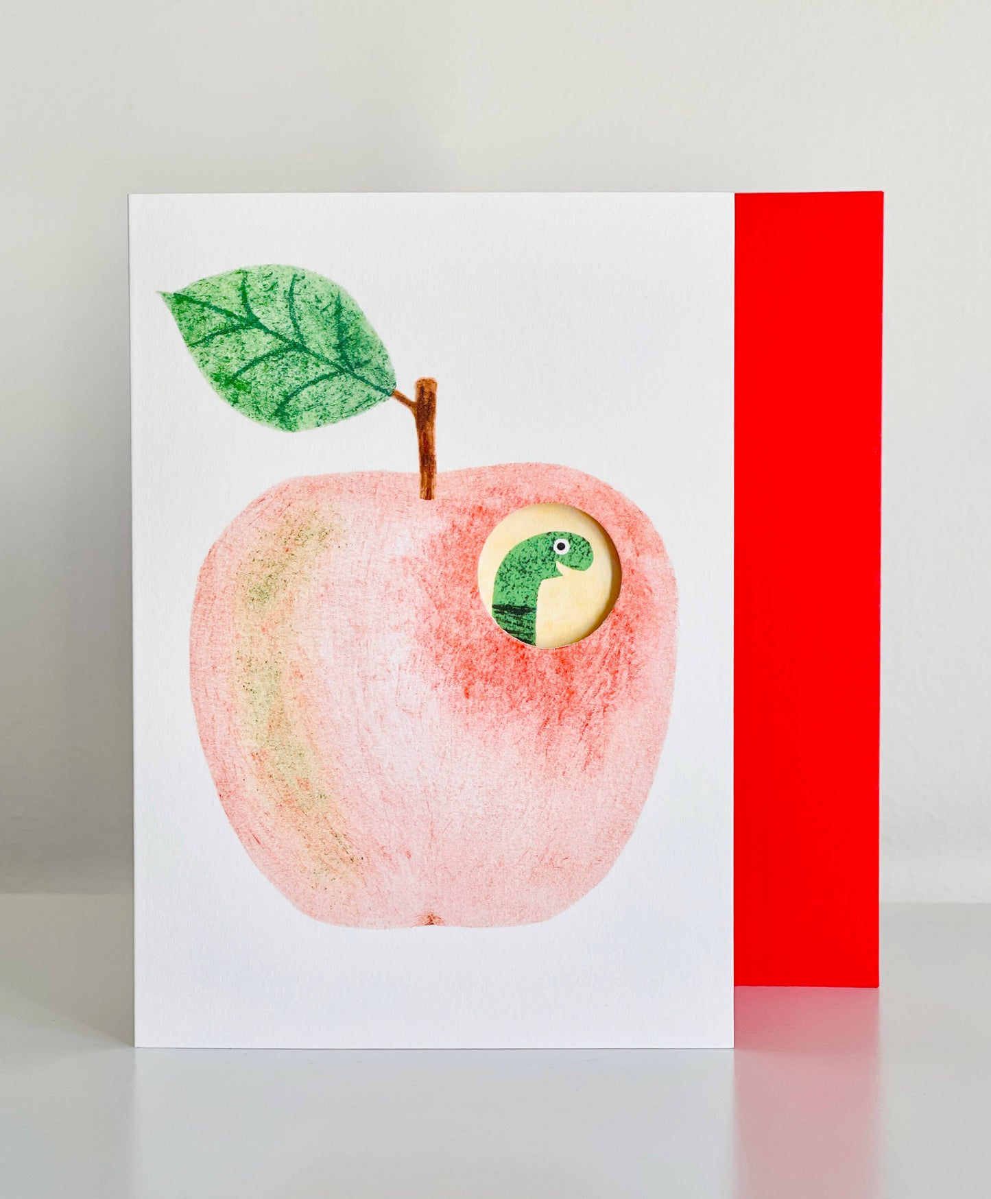 Die Cut Apple & Worm New Home Greeting Card