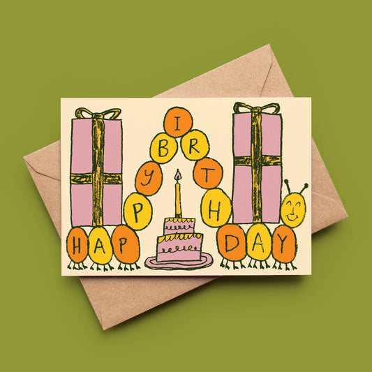 'Happy Caterpillar Birthday!' Greeting Card