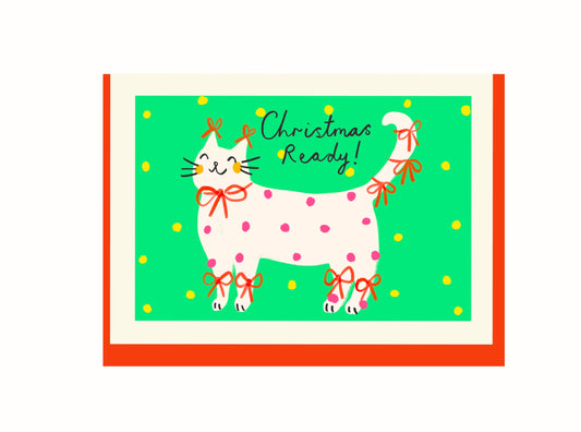 Christmas Ready Party Cat Christmas Card