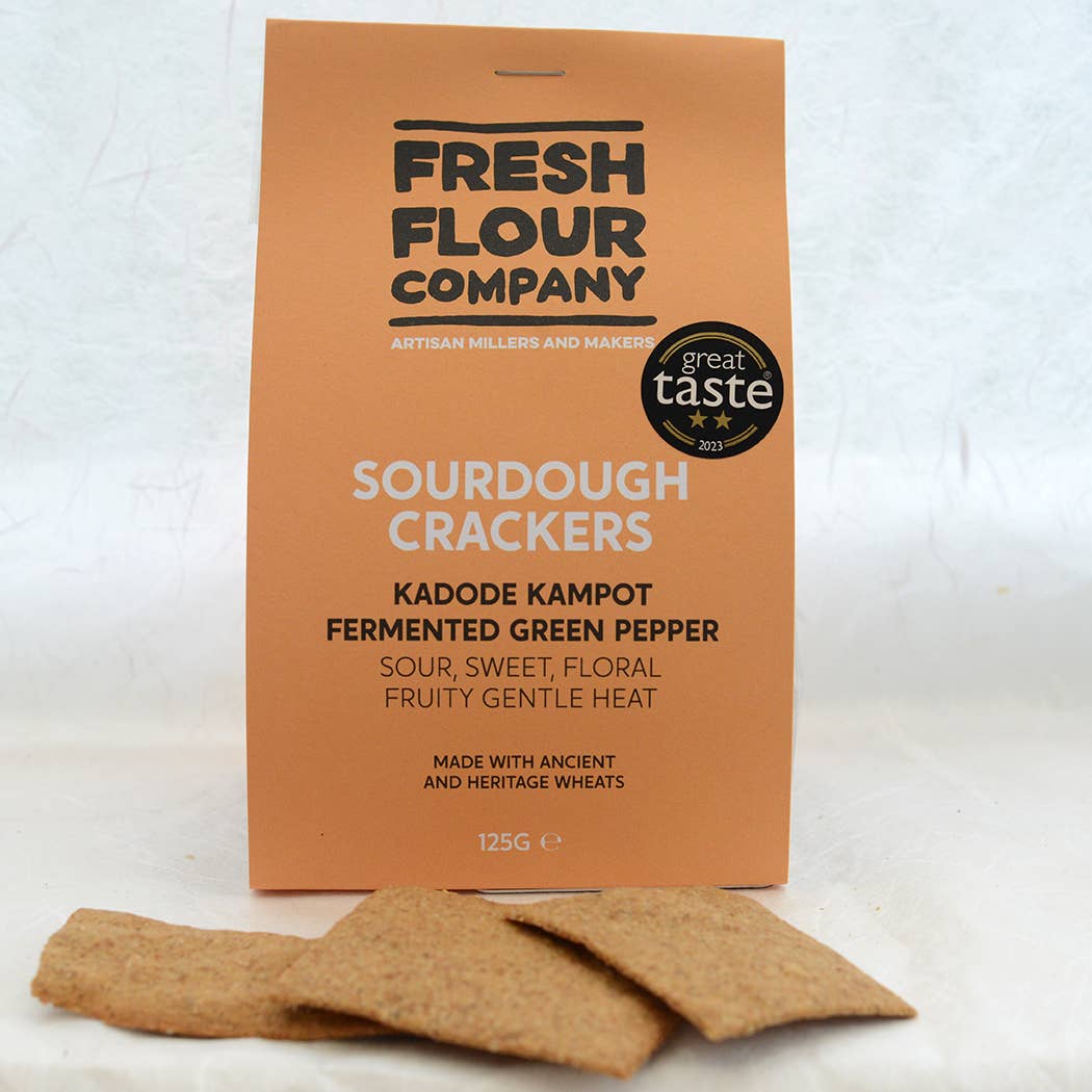 Fermented Green Pepper Sourdough Crackers