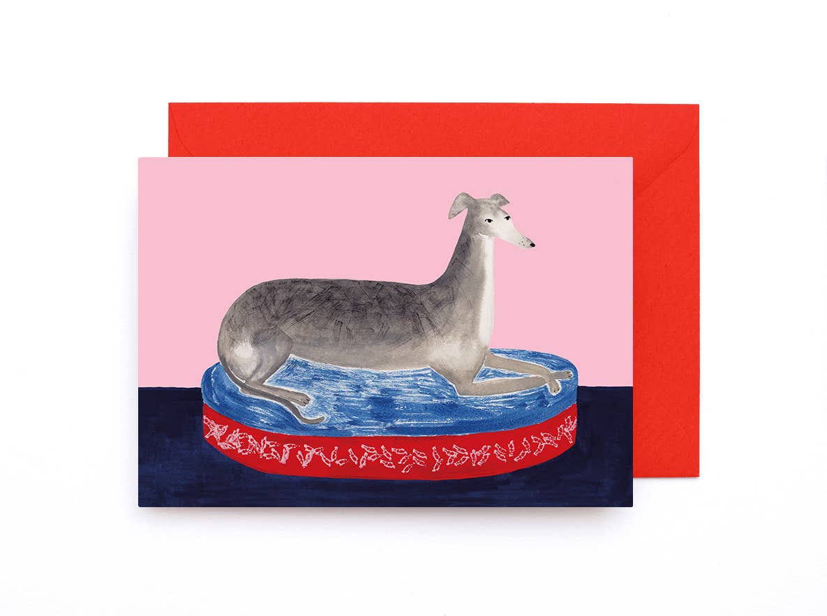 Whippet Greyhound Dog Painting Greeting Card