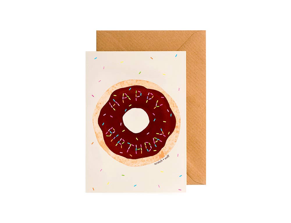 Scratch & Sniff Happy Birthday Rainbow Sprinkles Donut Card