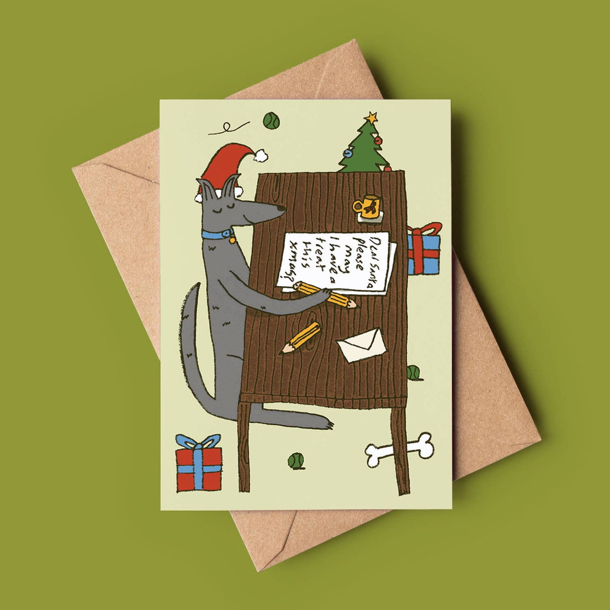 'Dear Santa' Dog Christmas Greeting Card