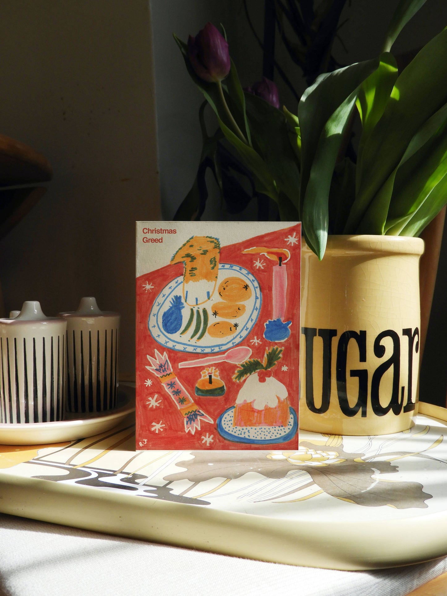 'Christmas Greed' A6 Greetings Card