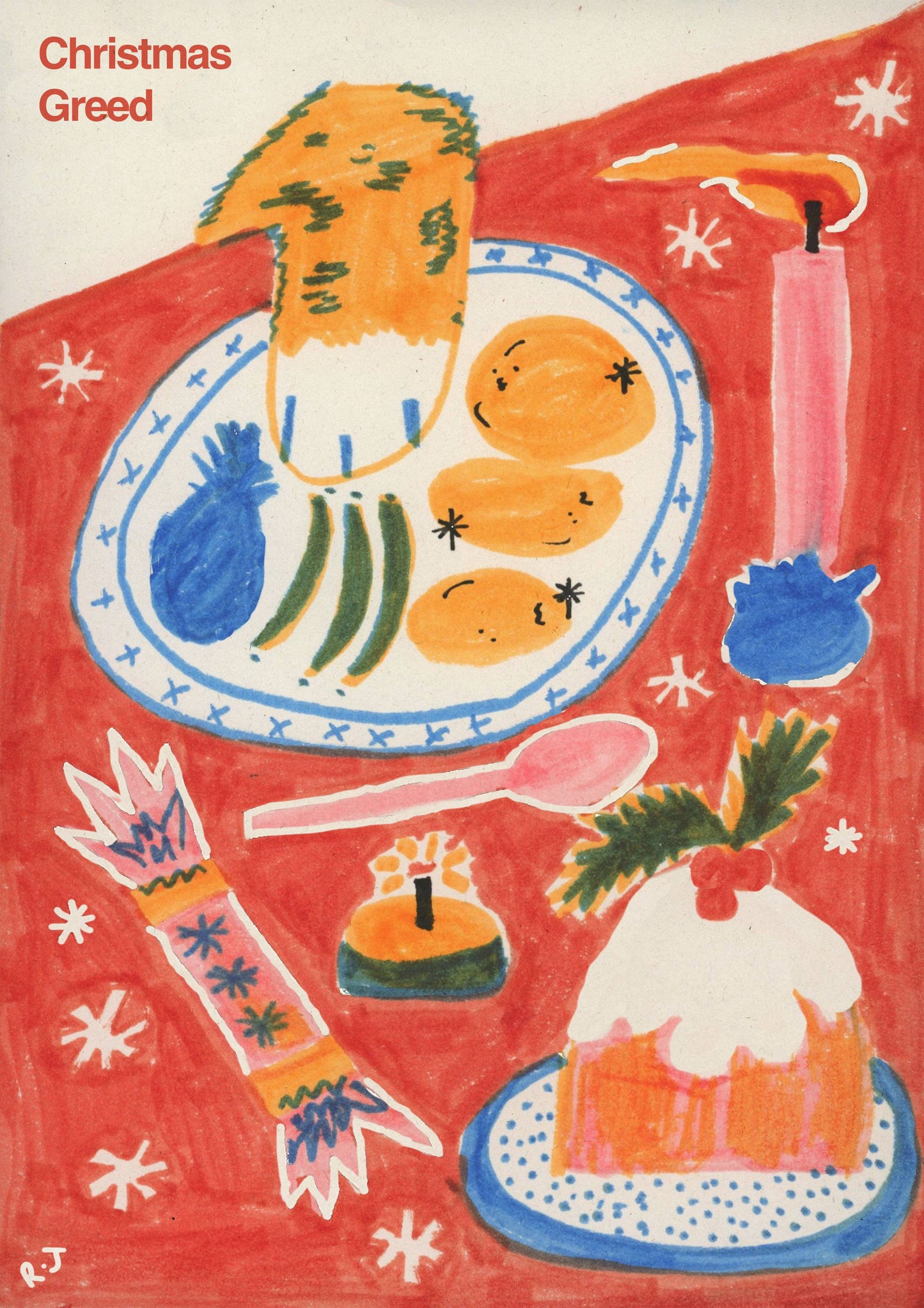 'Christmas Greed' A6 Greetings Card