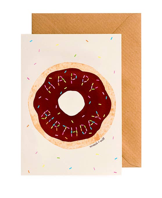 Scratch & Sniff Happy Birthday Rainbow Sprinkles Donut Card